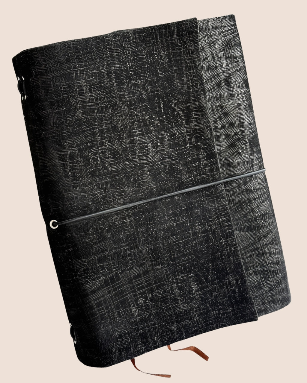 Black fabric A6/A5 Trifold Leather Journal Cover