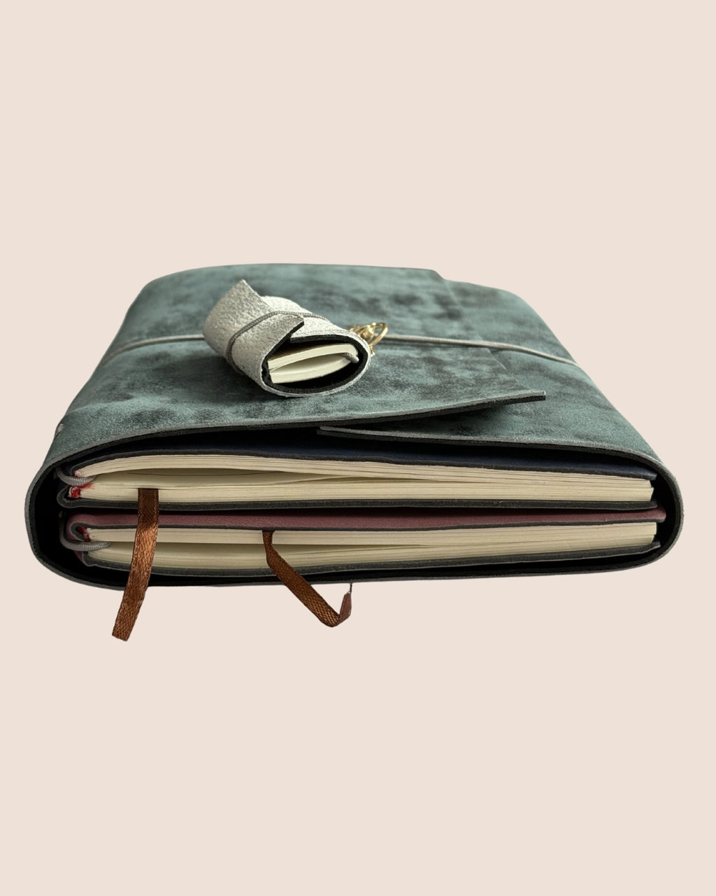 Upcycled Metallic Blue A5 Trifold Leather Journal Cover