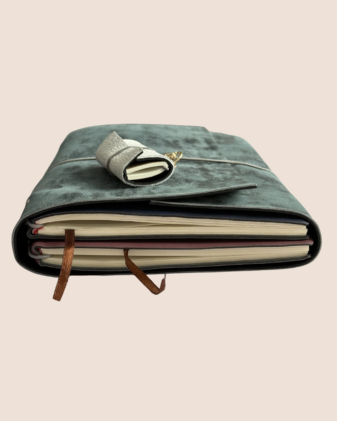 Upcycled Metallic Blue A5 Trifold Leather Journal Cover