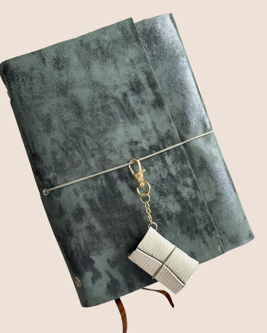 Upcycled Metallic Blue A5 Trifold Leather Journal Cover