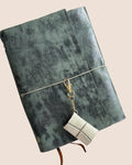 Upcycled Metallic Blue A5 Trifold Leather Journal Cover