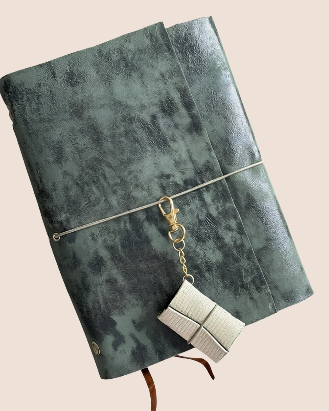 Upcycled Metallic Blue A5 Trifold Leather Journal Cover