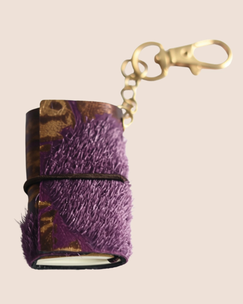 Upcycled Purple Horse Fur Mini Keychain Notebook