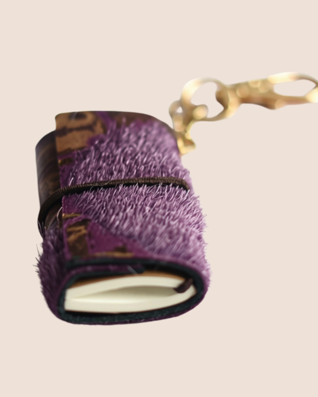 Upcycled Purple Horse Fur Mini Keychain Notebook