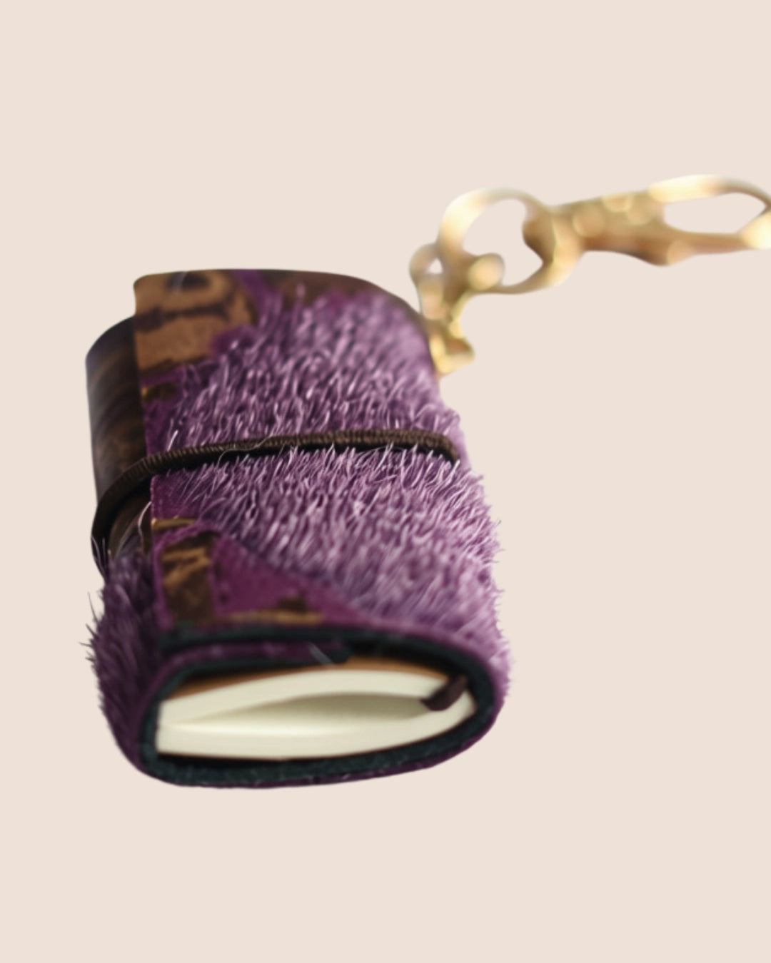 Upcycled Purple Horse Fur Mini Keychain Notebook