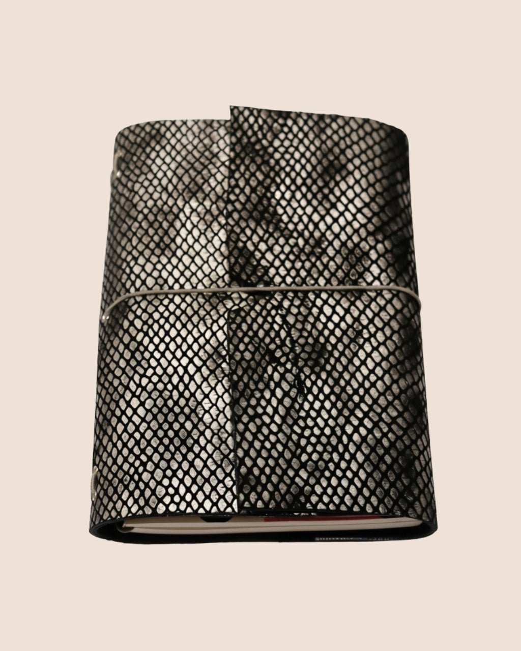 Grey Black A5, A6, A7, Trifold Snakeskin Leather Journal Cover