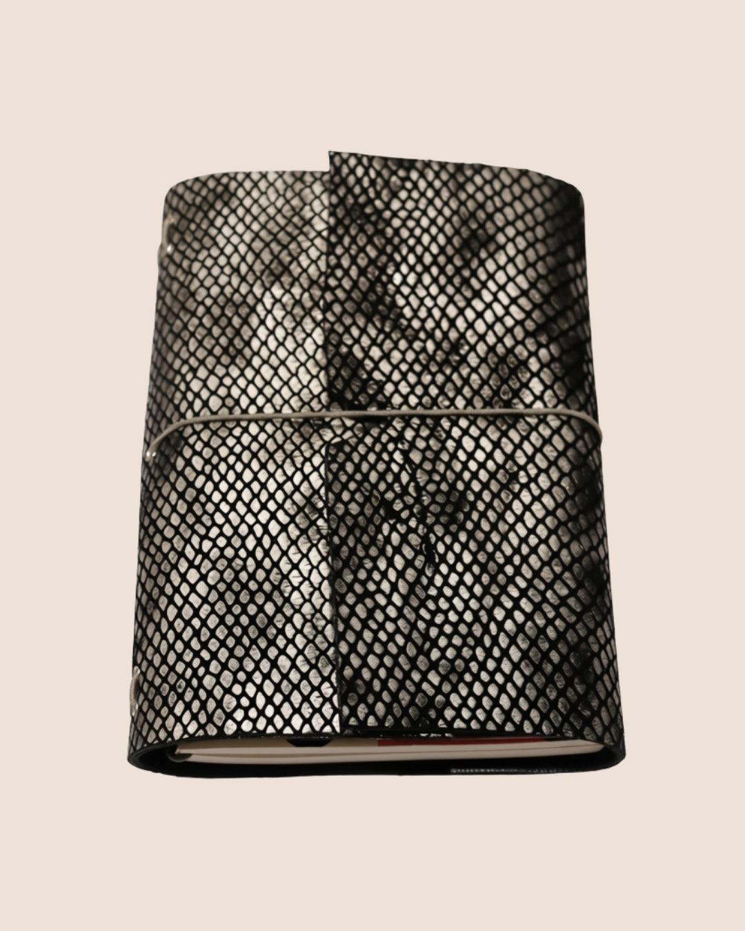 Grey Black A5, A6, A7, Trifold Snakeskin Leather Journal Cover