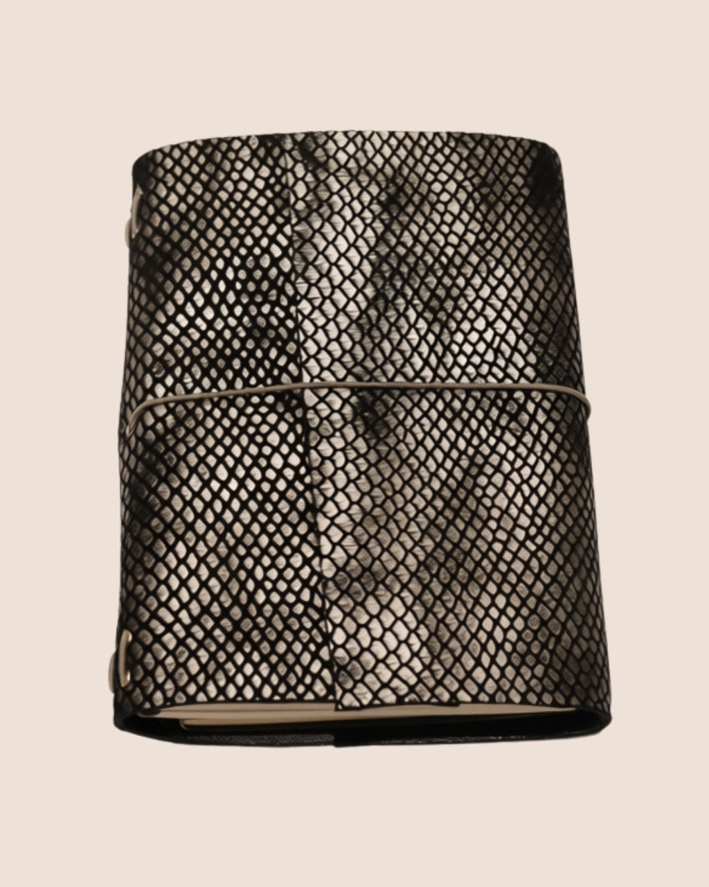 Grey Black A5, A6, A7, Trifold Snakeskin Leather Journal Cover
