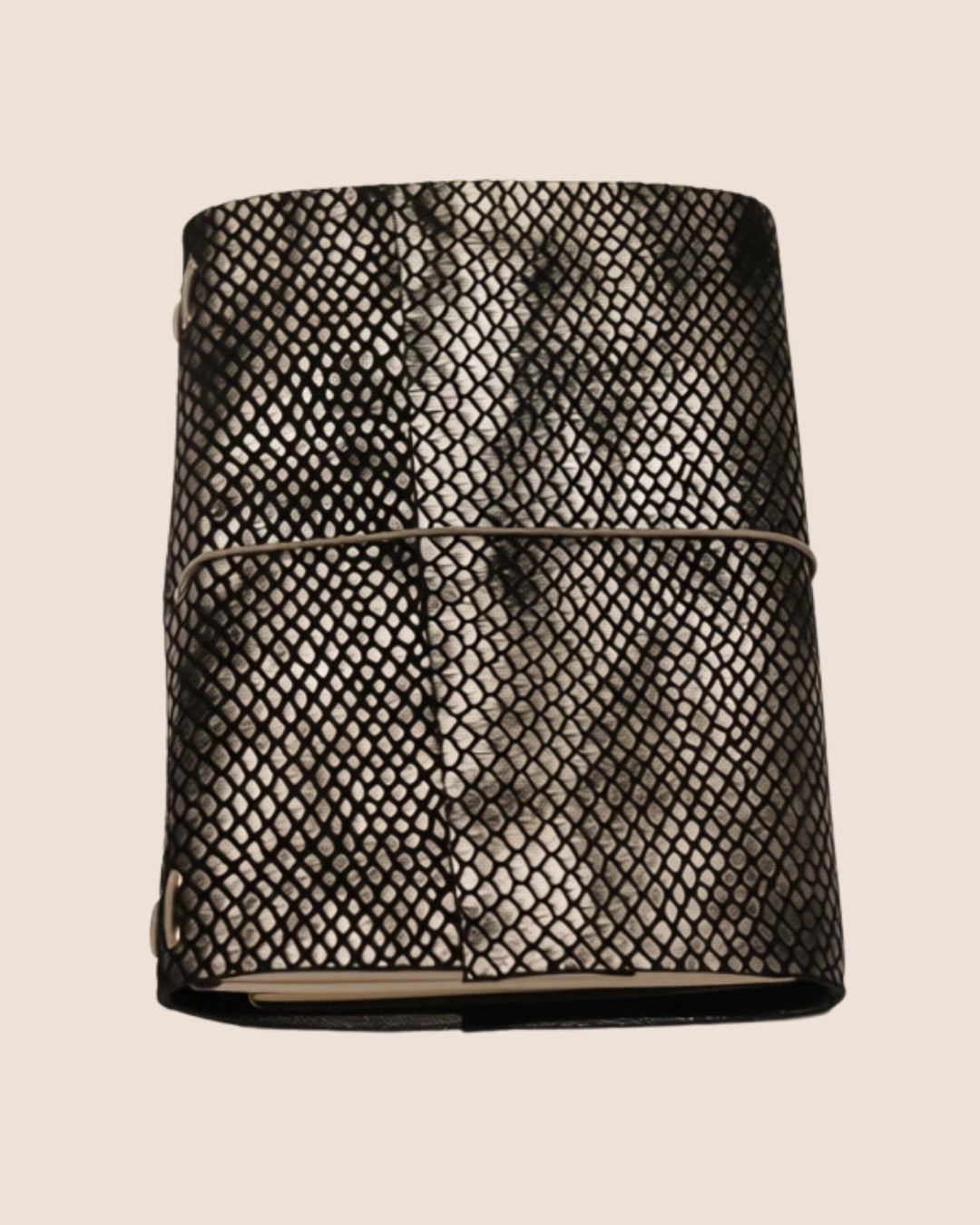 Grey Black A5, A6, A7, Trifold Snakeskin Leather Journal Cover