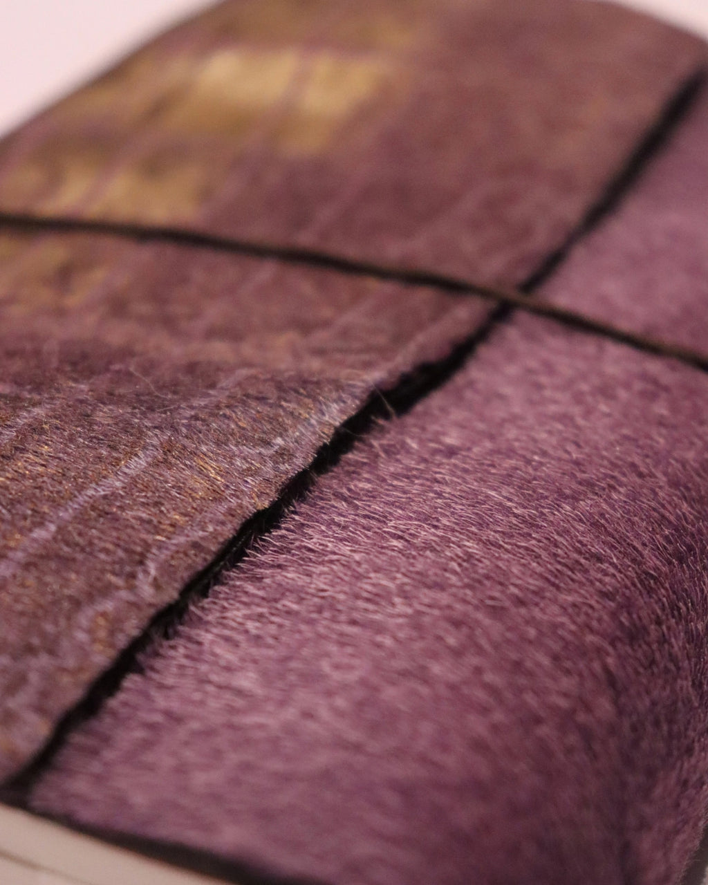 Purple faux horse fur A6, Trifold Leather Journal Cover