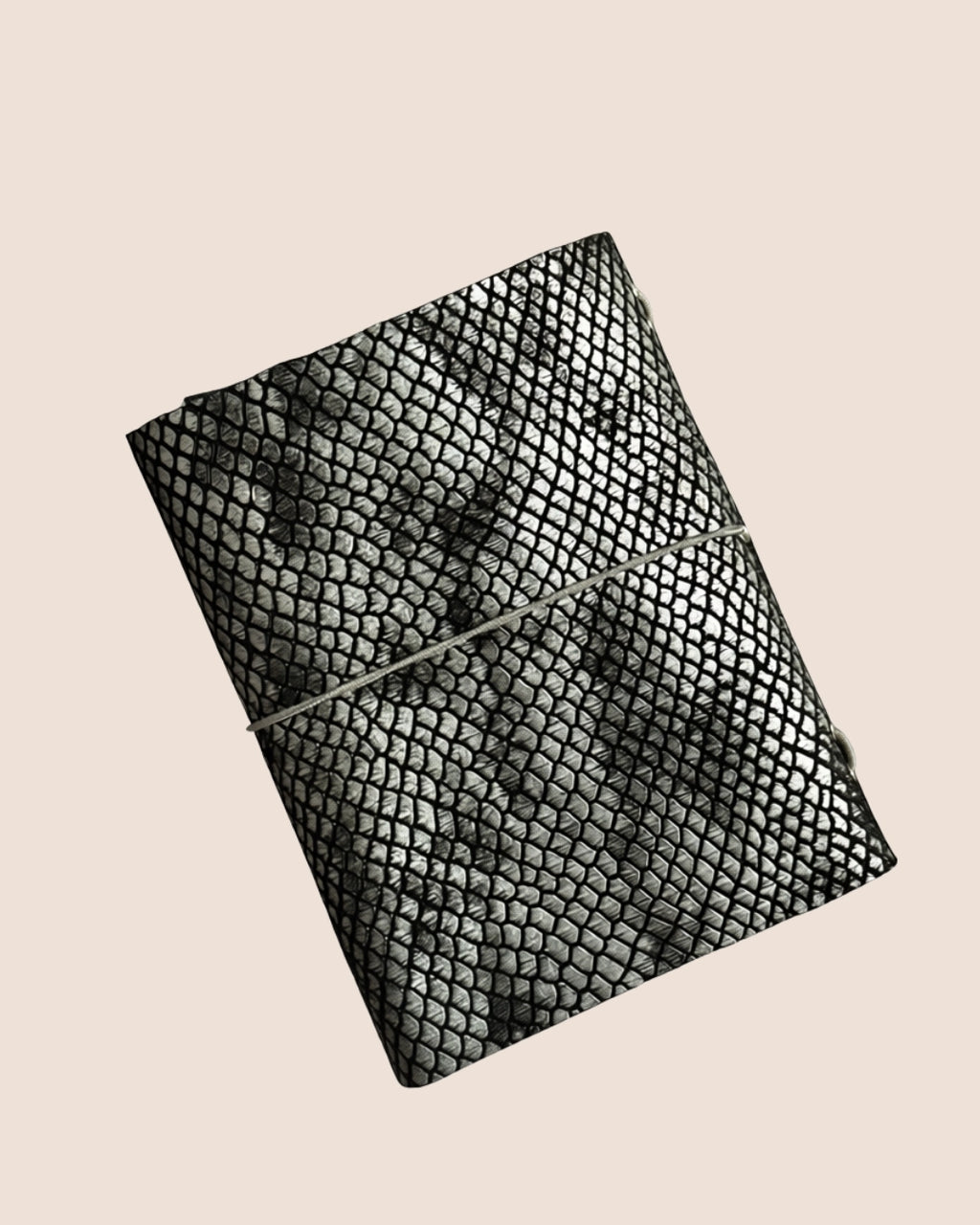 Grey Black A5, A6, A7, Trifold Snakeskin Leather Journal Cover