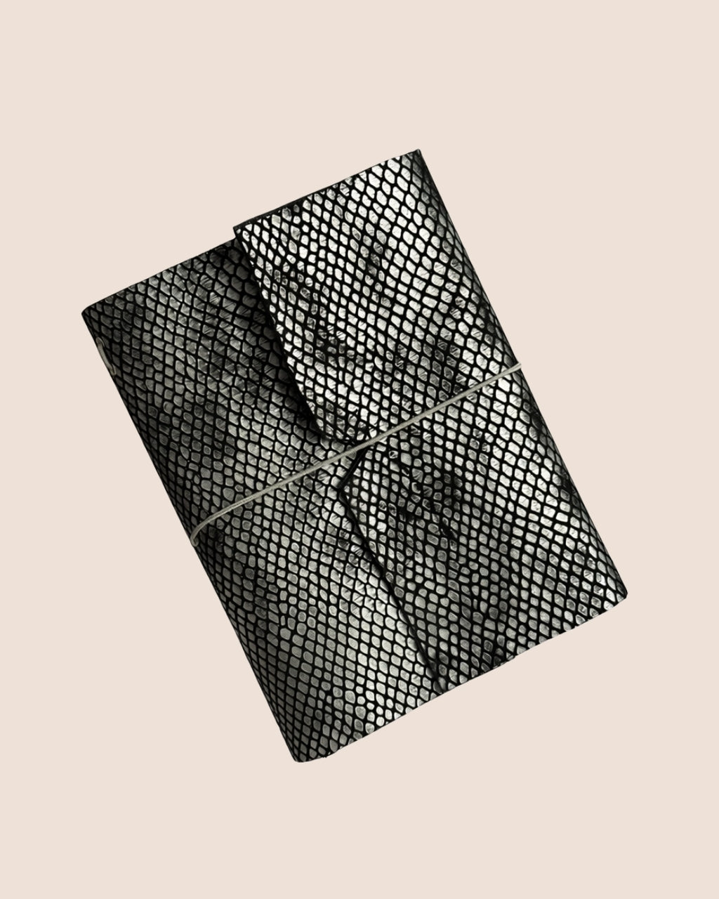 Grey Black A5, A6, A7, Trifold Snakeskin Leather Journal Cover