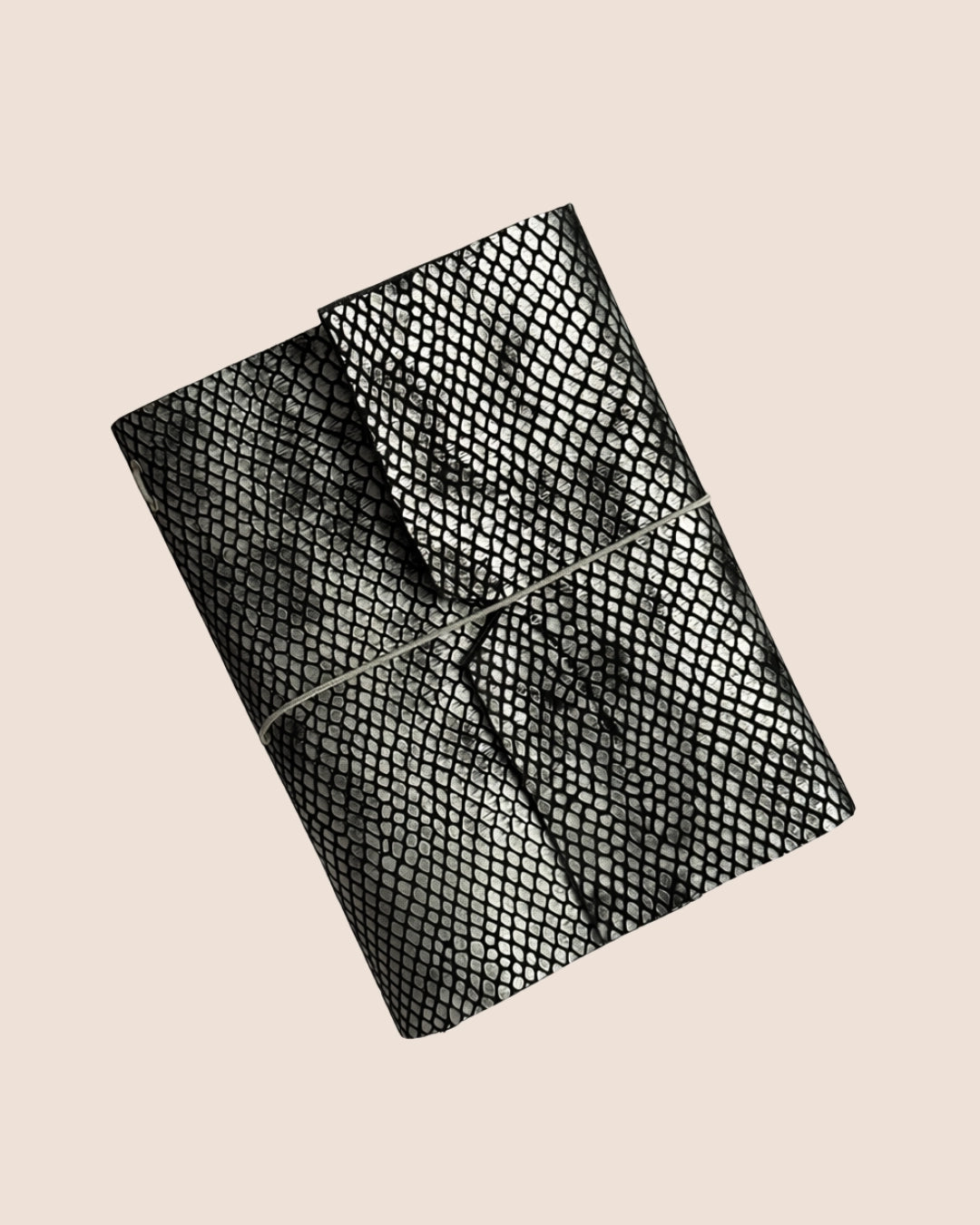 Grey Black A5, A6, A7, Trifold Snakeskin Leather Journal Cover