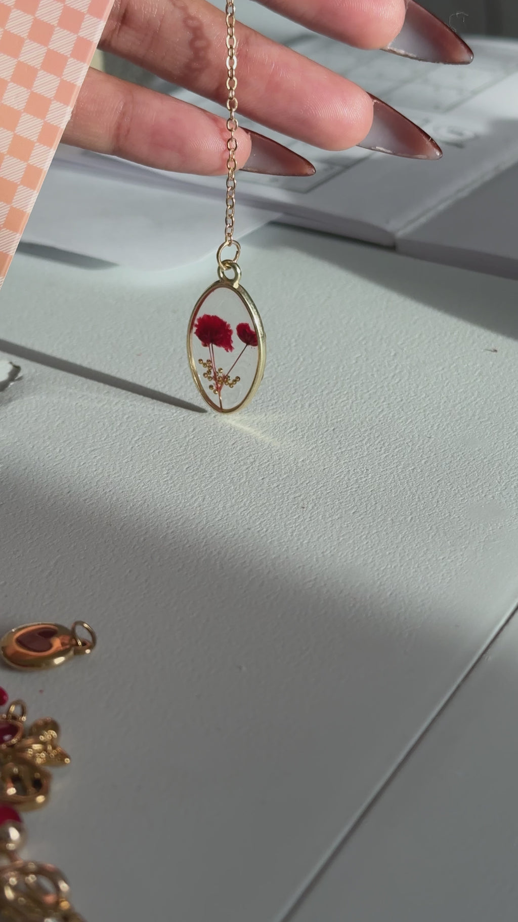 gold flower dangle charm